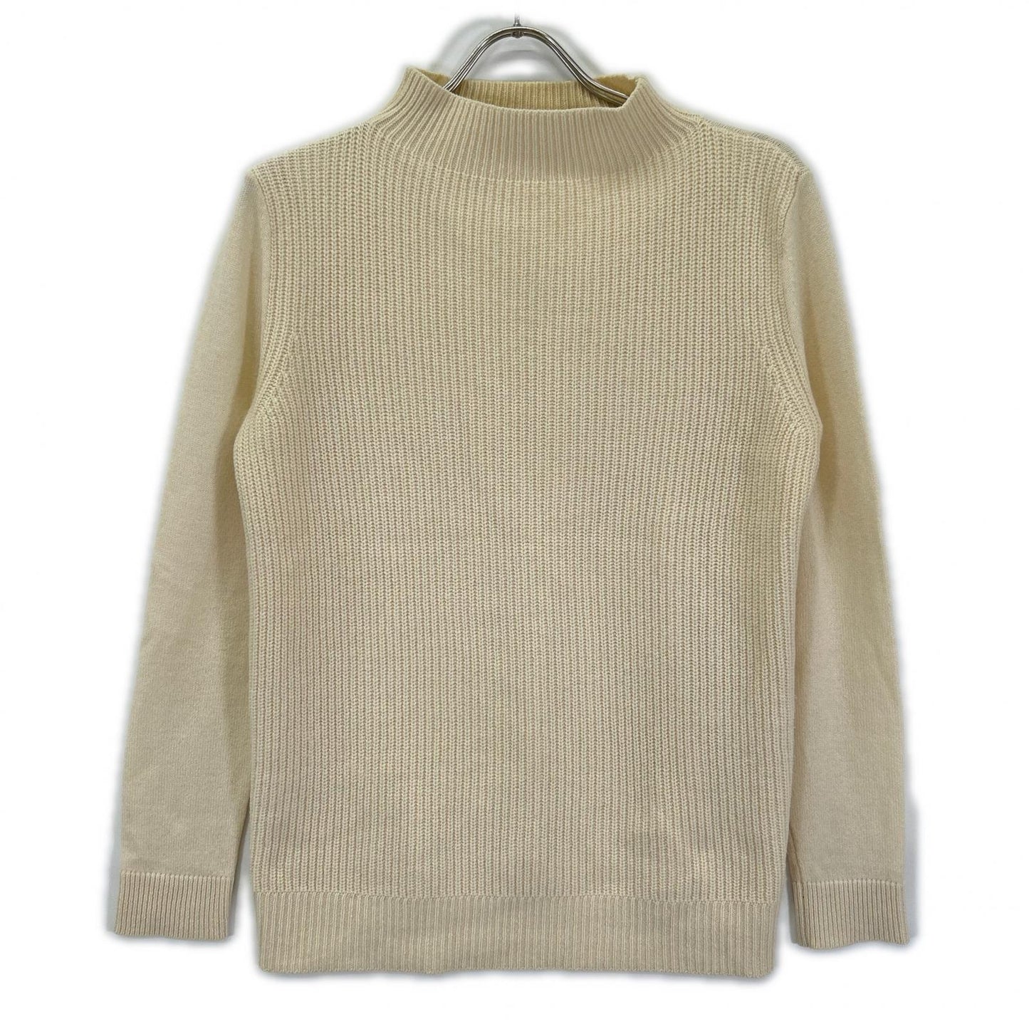 theory luxe セオリーリュクス 03-4301741 アイボリー カシミヤ モックネック サイドスリット リブニットプルオーバー トップス