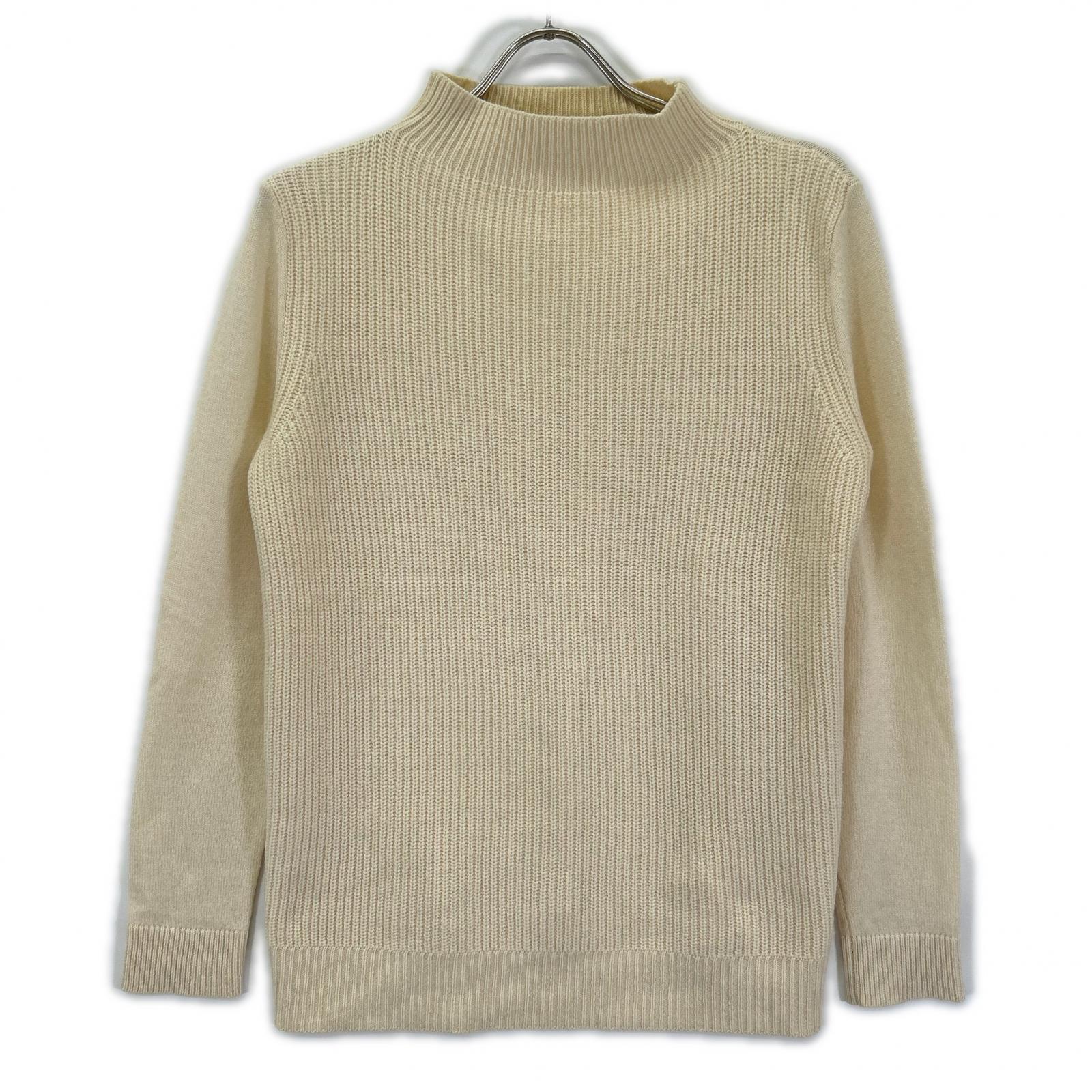 theory luxe セオリーリュクス 03-4301741 アイボリー カシミヤ モックネック サイドスリット リブニットプルオーバー トップス