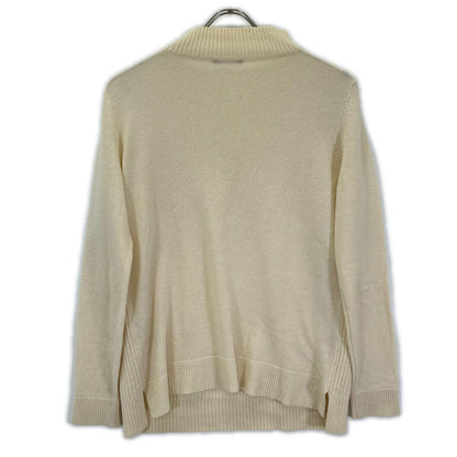 theory luxe セオリーリュクス 03-4301741 アイボリー カシミヤ モックネック サイドスリット リブニットプルオーバー トップス