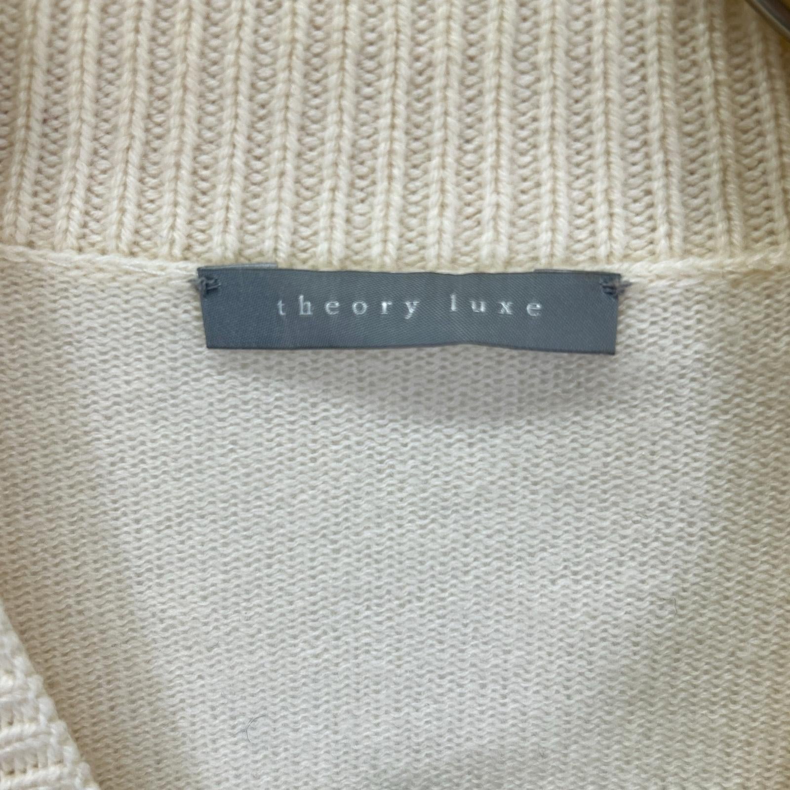theory luxe セオリーリュクス 03-4301741 アイボリー カシミヤ モックネック サイドスリット リブニットプルオーバー トップス
