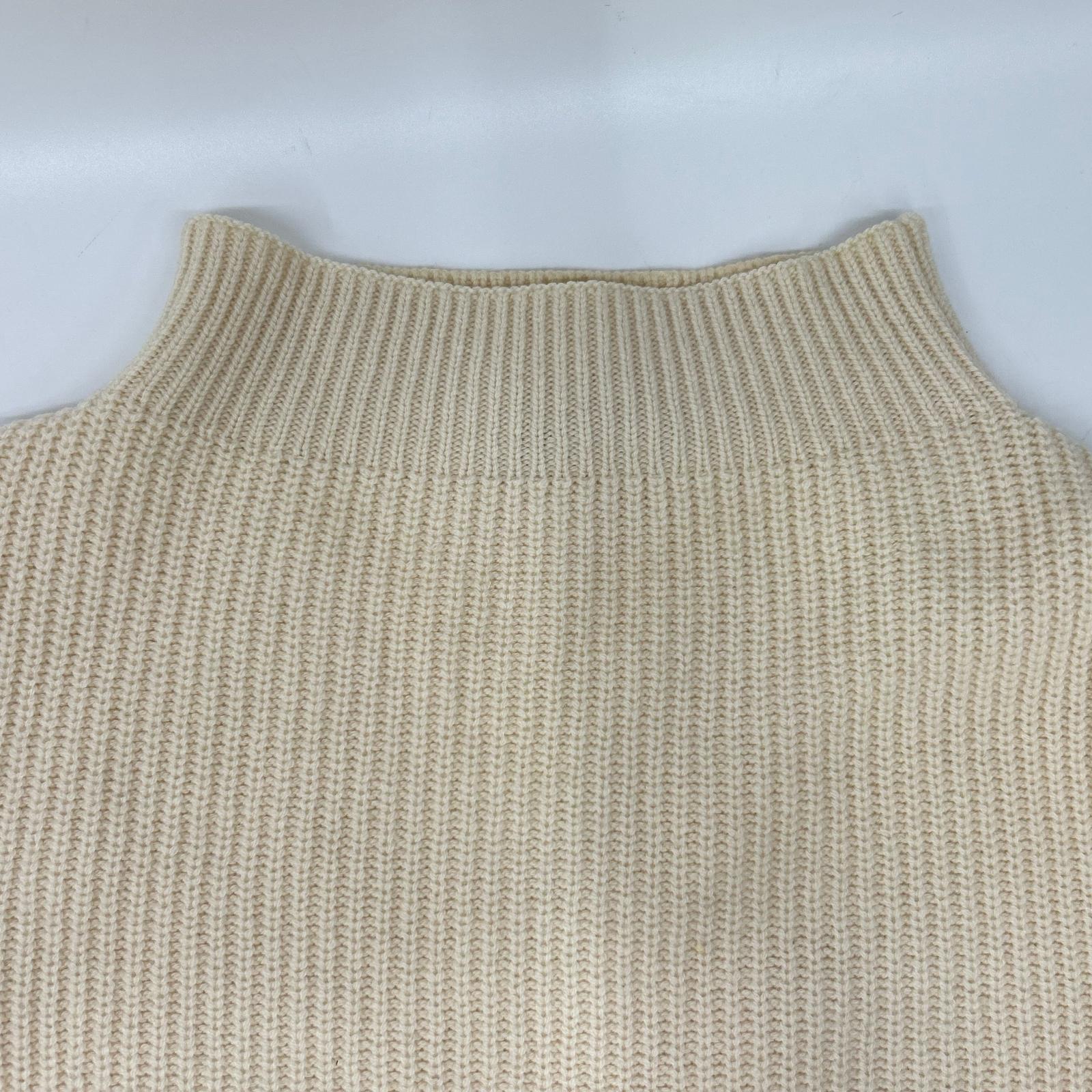 theory luxe セオリーリュクス 03-4301741 アイボリー カシミヤ モックネック サイドスリット リブニットプルオーバー トップス