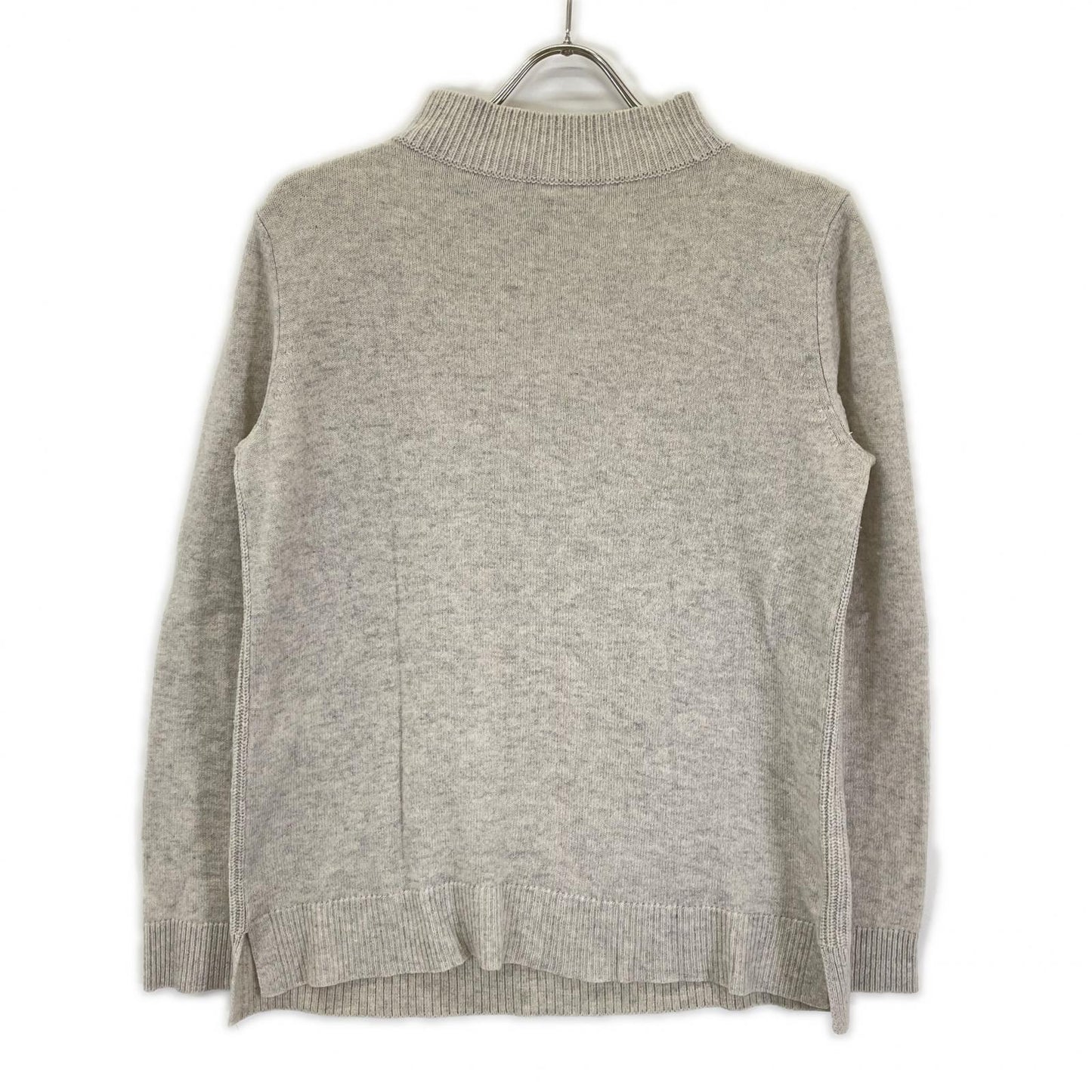 theory luxe セオリーリュクス 03-4301741 グレー カシミヤ モックネック サイドスリット リブニットプルオーバー トップス