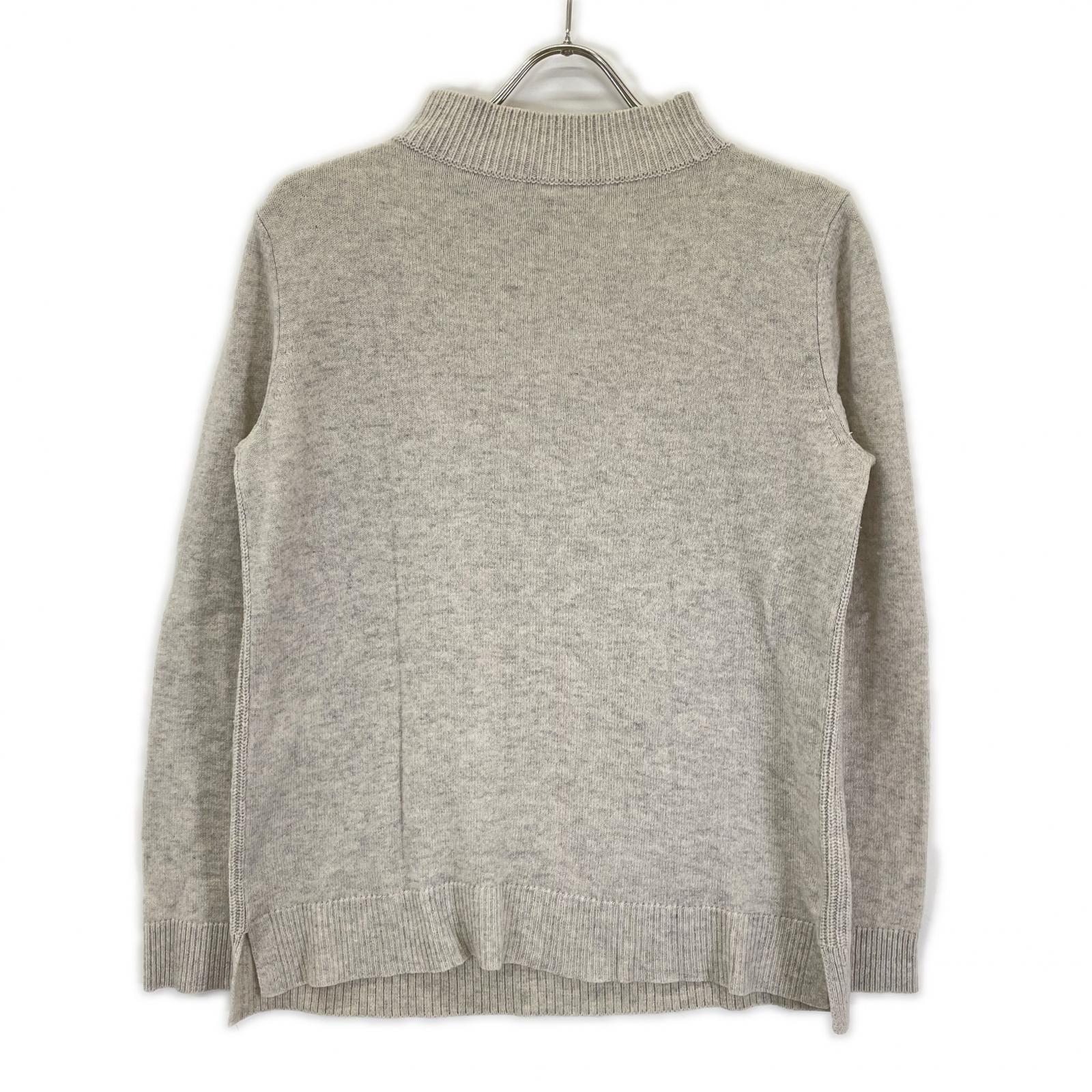 theory luxe セオリーリュクス 03-4301741 グレー カシミヤ モックネック サイドスリット リブニットプルオーバー トップス