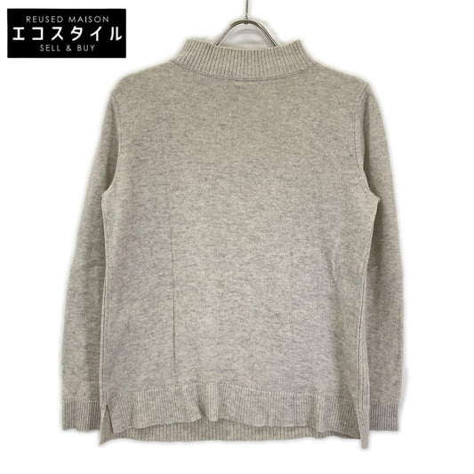 theory luxe セオリーリュクス 03-4301741 グレー カシミヤ モックネック サイドスリット リブニットプルオーバー トップス