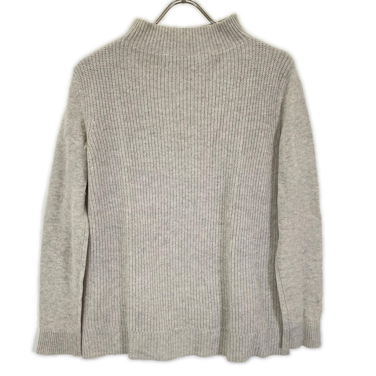 theory luxe セオリーリュクス 03-4301741 グレー カシミヤ モックネック サイドスリット リブニットプルオーバー トップス