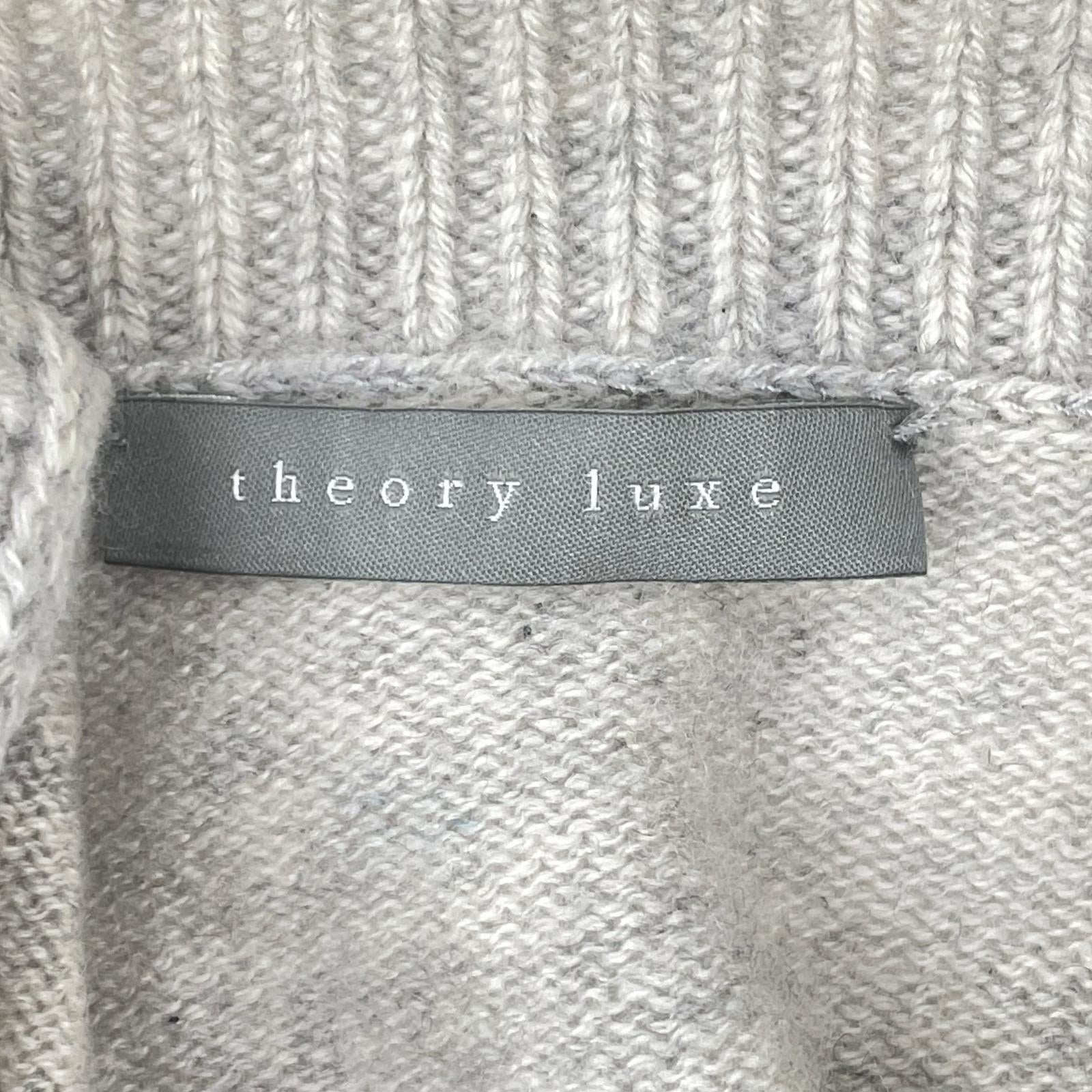 theory luxe セオリーリュクス 03-4301741 グレー カシミヤ モックネック サイドスリット リブニットプルオーバー トップス