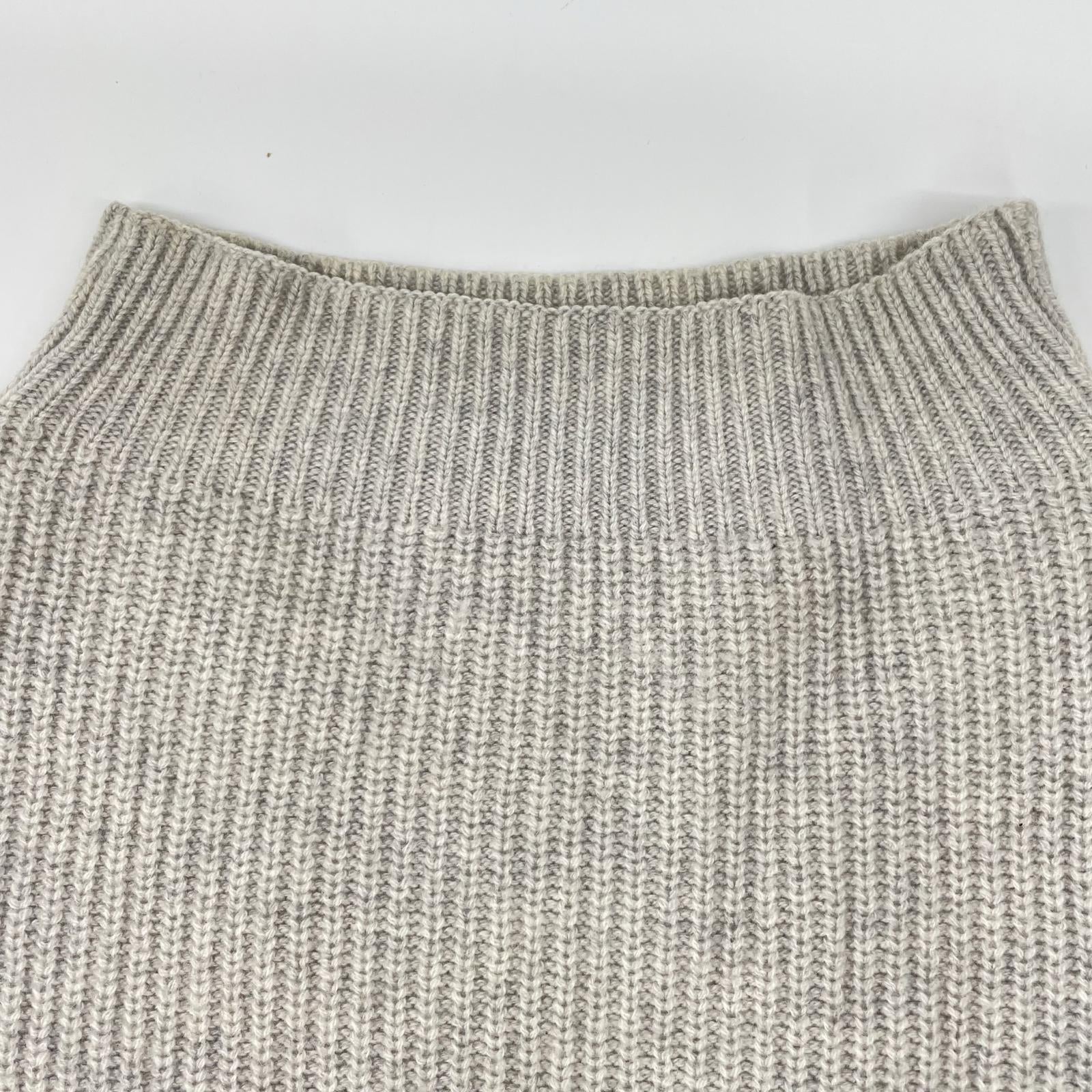 theory luxe セオリーリュクス 03-4301741 グレー カシミヤ モックネック サイドスリット リブニットプルオーバー トップス
