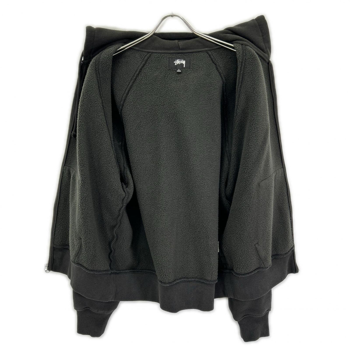 stussy ステューシー 25SS 118571 チャコール Raglan Relaxed Zip Hoodie 裏起毛ジップフーディ ジャケット