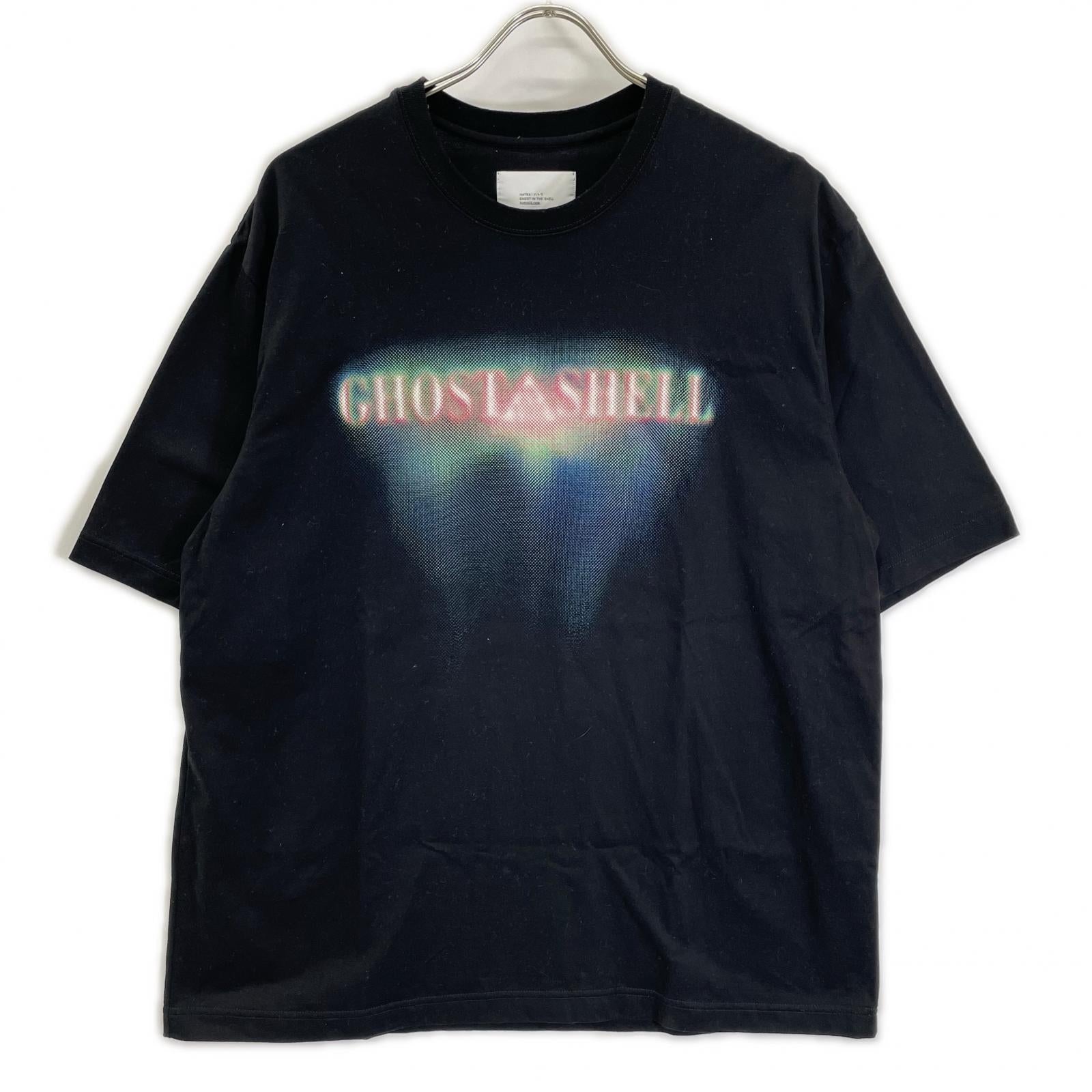 hatra ハトラ ブラック TS-Ghost GHOST IN THE SHELL タイトルロゴプリントTシャツ トップス