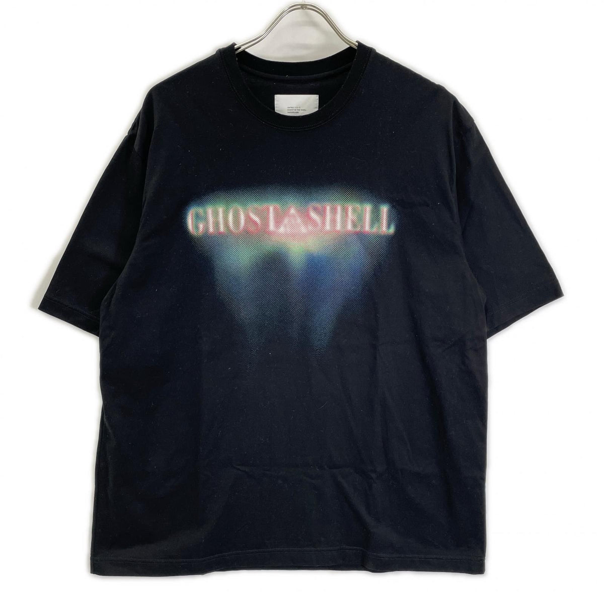 hatra ハトラ ブラック TS-Ghost GHOST IN THE SHELL タイトルロゴプリントTシャツ トップス