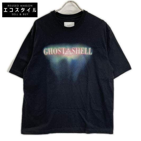 hatra ハトラ ブラック TS-Ghost GHOST IN THE SHELL タイトルロゴプリントTシャツ トップス