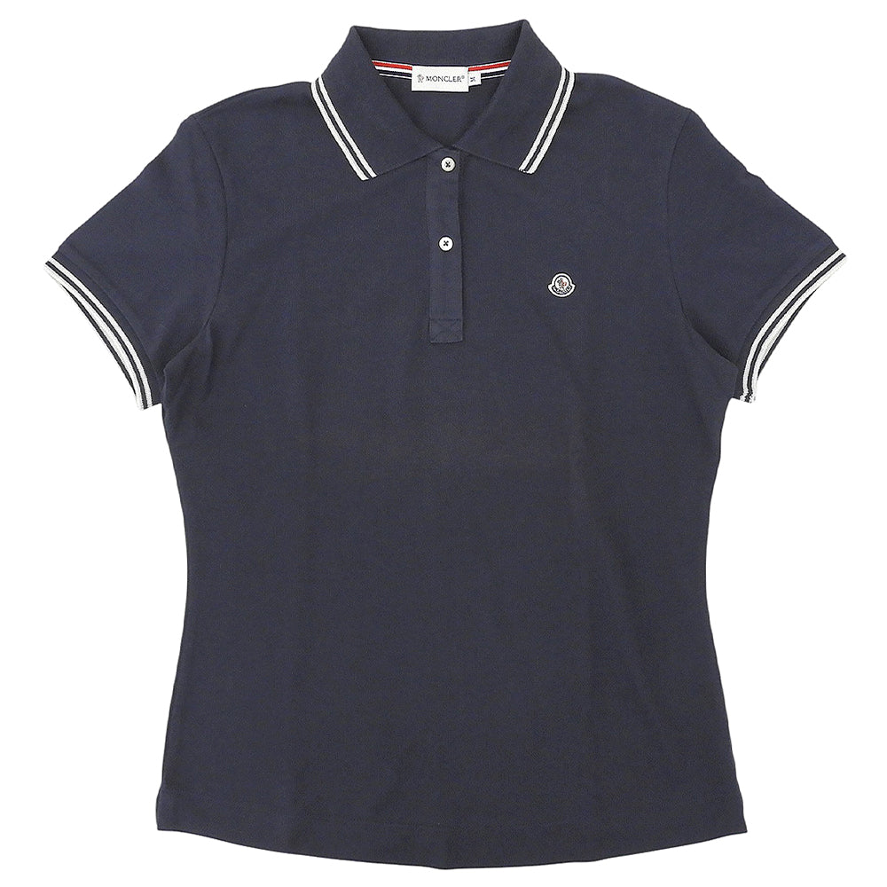 MONCLER モンクレール ロゴワッペン ショートスリーブ ポロシャツ トップス レディース コットン ネイビー M 07年製 トップス