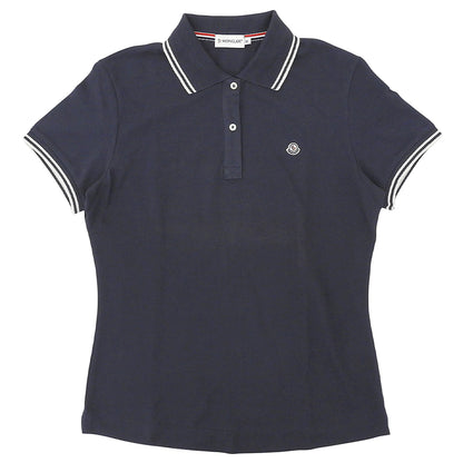 MONCLER モンクレール ロゴワッペン ショートスリーブ ポロシャツ トップス レディース コットン ネイビー M 07年製 トップス