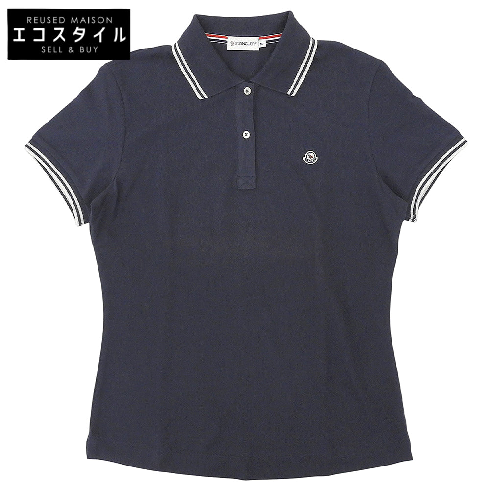 MONCLER モンクレール ロゴワッペン ショートスリーブ ポロシャツ トップス レディース コットン ネイビー M 07年製 トップス