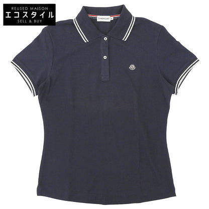 MONCLER モンクレール ロゴワッペン ショートスリーブ ポロシャツ トップス レディース コットン ネイビー M 07年製 トップス