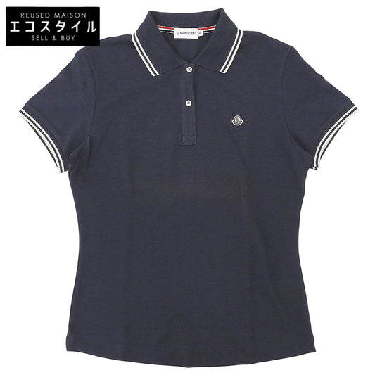 MONCLER モンクレール ロゴワッペン ショートスリーブ ポロシャツ トップス レディース コットン ネイビー M 07年製 トップス