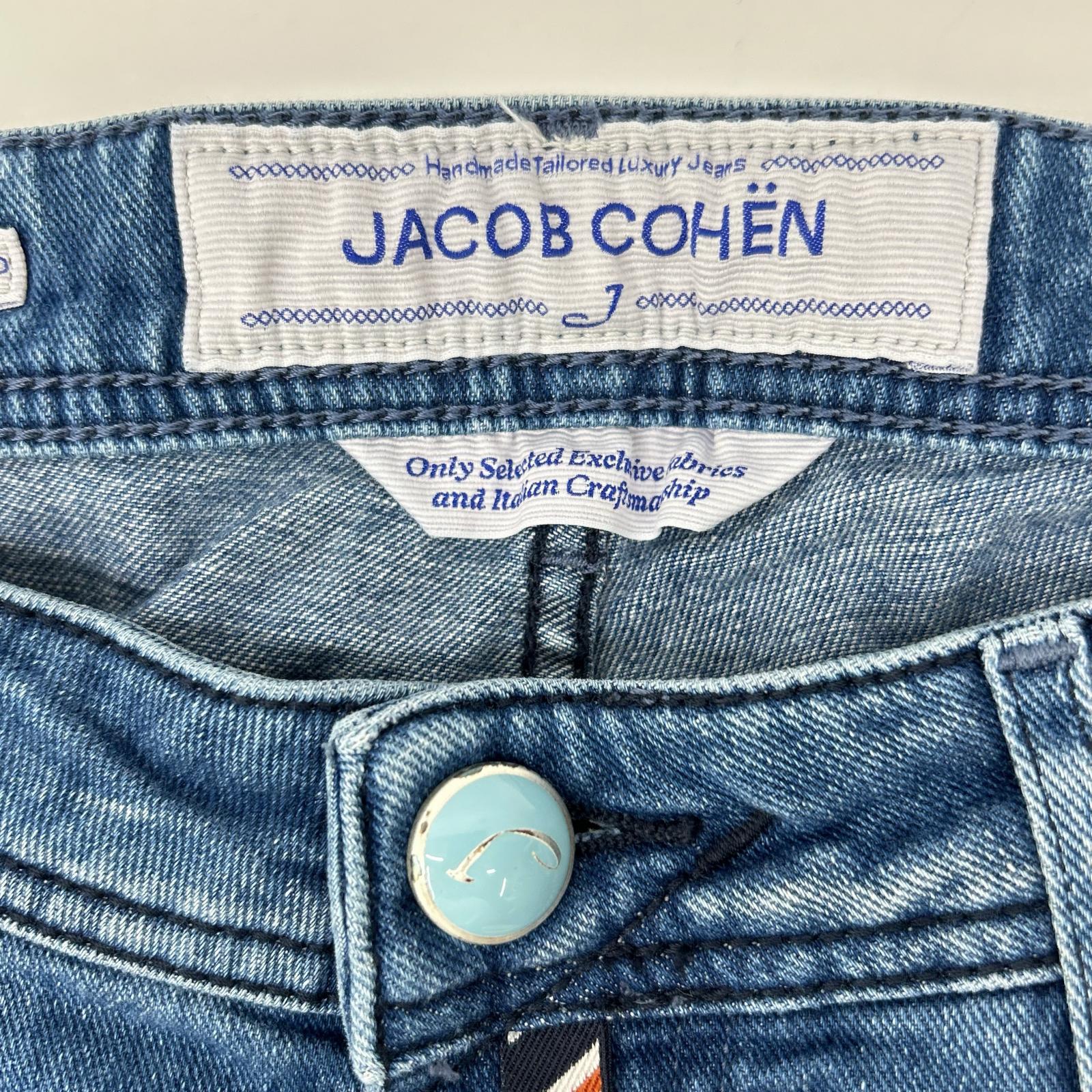 JACOB COHEN ヤコブコーエン インディゴ コットン ハラコパッチ J688 コンフォート ボタンフライ ボトムス