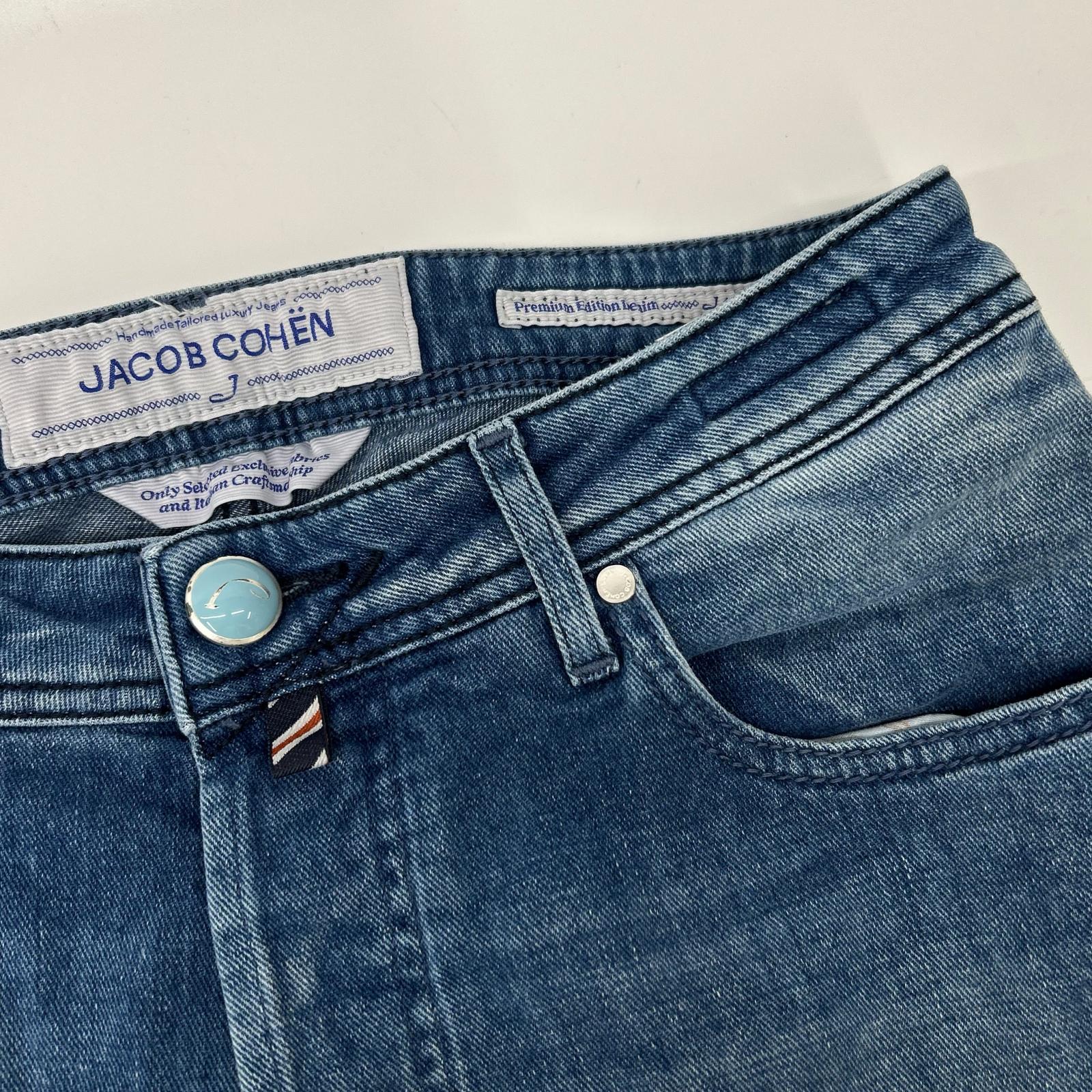 JACOB COHEN ヤコブコーエン インディゴ コットン ハラコパッチ J688 コンフォート ボタンフライ ボトムス