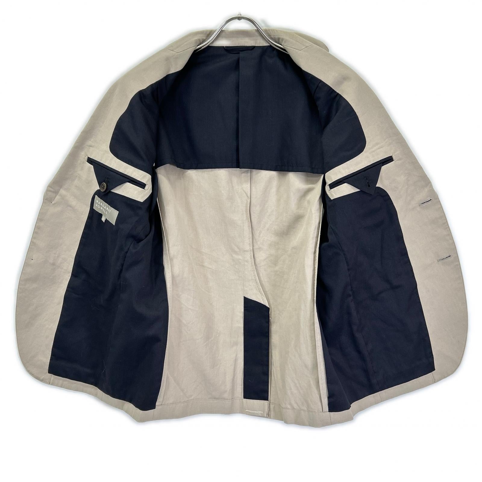 MargaretHowell マーガレットハウエル 579-120307 ベージュ コットン×リネン 2Bテーラードジャケット ジャケット
