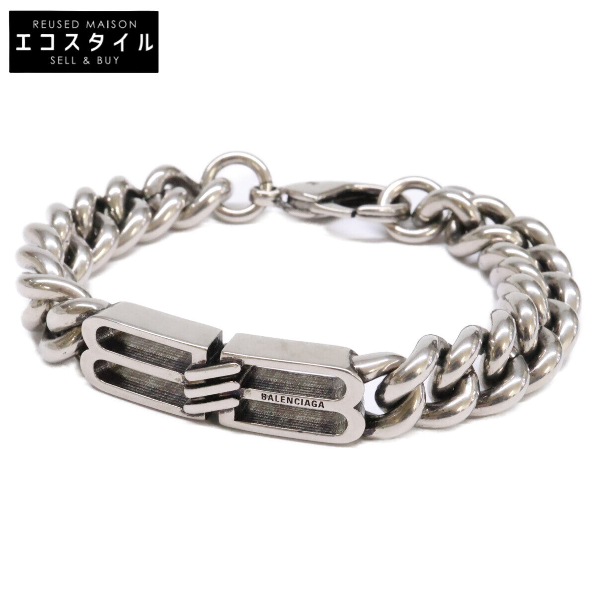 BALENCIAGA バレンシアガ 【美品】718493TZ99I0911 BB Icon Gourmette BBアイコン リンクチェーン ブレスレット