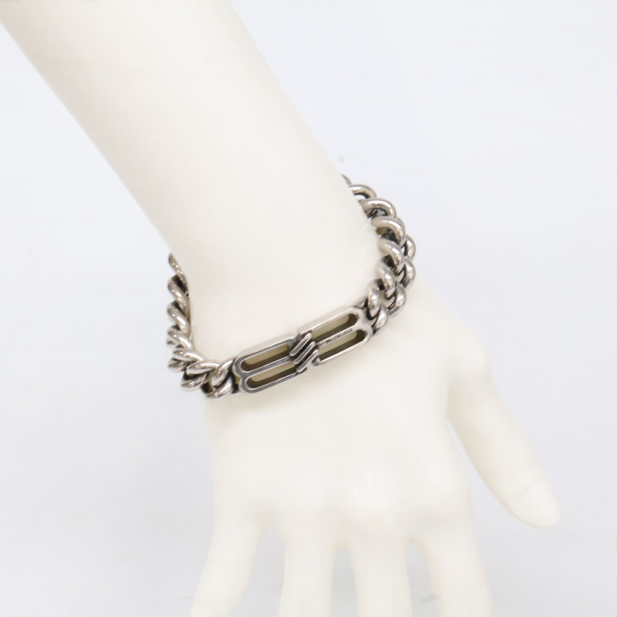 BALENCIAGA バレンシアガ 【美品】718493TZ99I0911 BB Icon Gourmette BBアイコン リンクチェーン ブレスレット
