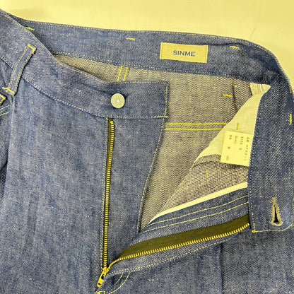 SINME シンメ HF03-1 インディゴ リネン100 タックワイドパンツ ボトムス