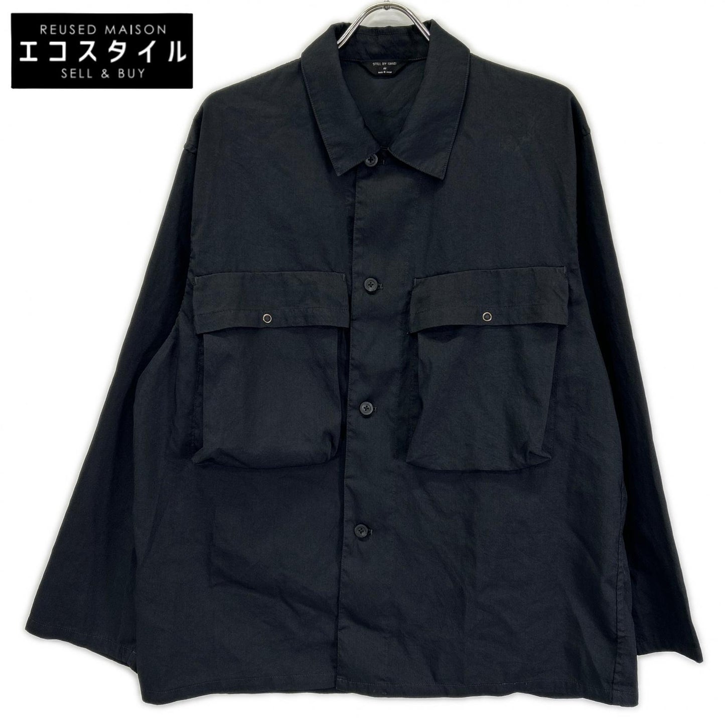 STILL BY HAND スティルバイハンド BL01241 ブラック 長袖 ダブルポケット シャツジャケット ジャケット
