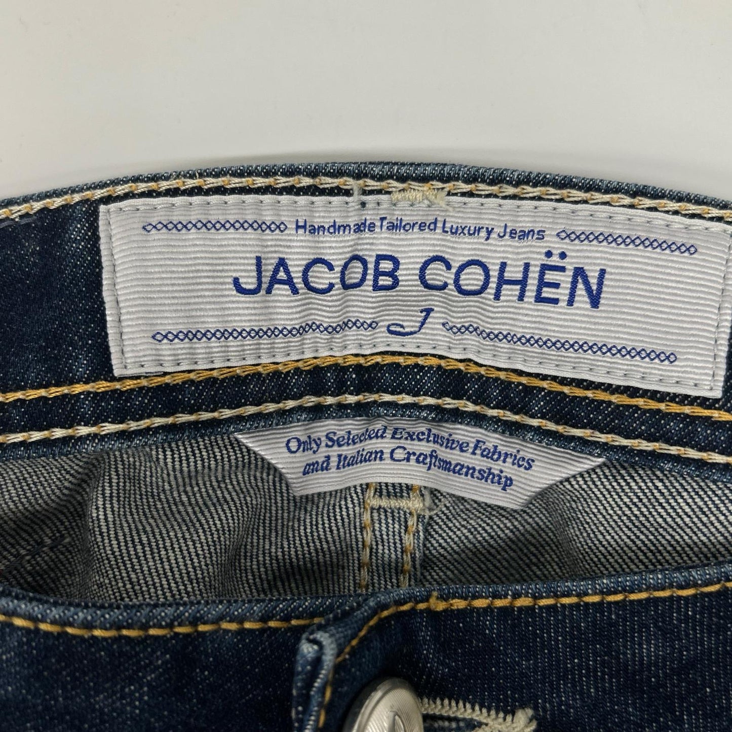 JACOB COHEN ヤコブコーエン 688 インディブルー コントラストステッチレッドハラコパッチ デニムパンツ ボトムス