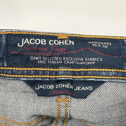 JACOB COHEN ヤコブコーエン 622 インディゴブルー ボタンフライ ブラウンハラコパッチ デニムパンツ ボトムス