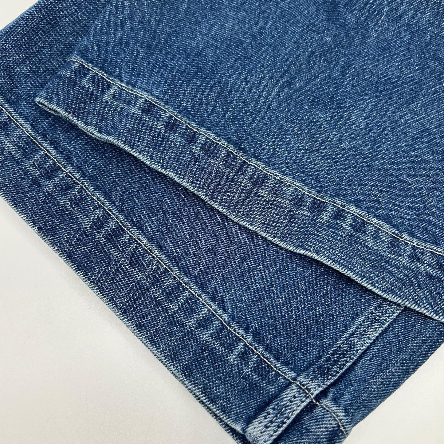 Ordinary fits オーディナリーフィッツ ブルー コットン ユーズド加工 デニム ワイド ベルパンツ ボトムス