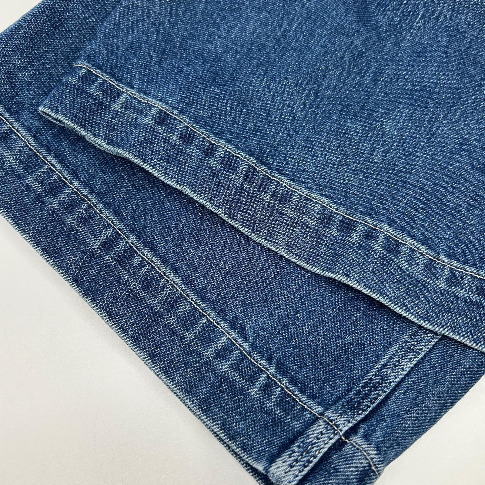 Ordinary fits オーディナリーフィッツ ブルー コットン ユーズド加工 デニム ワイド ベルパンツ ボトムス