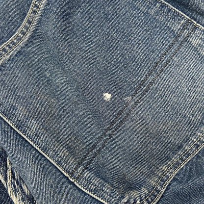 Ordinary fits オーディナリーフィッツ ブルー コットン ユーズド加工 デニム ワイド ベルパンツ ボトムス