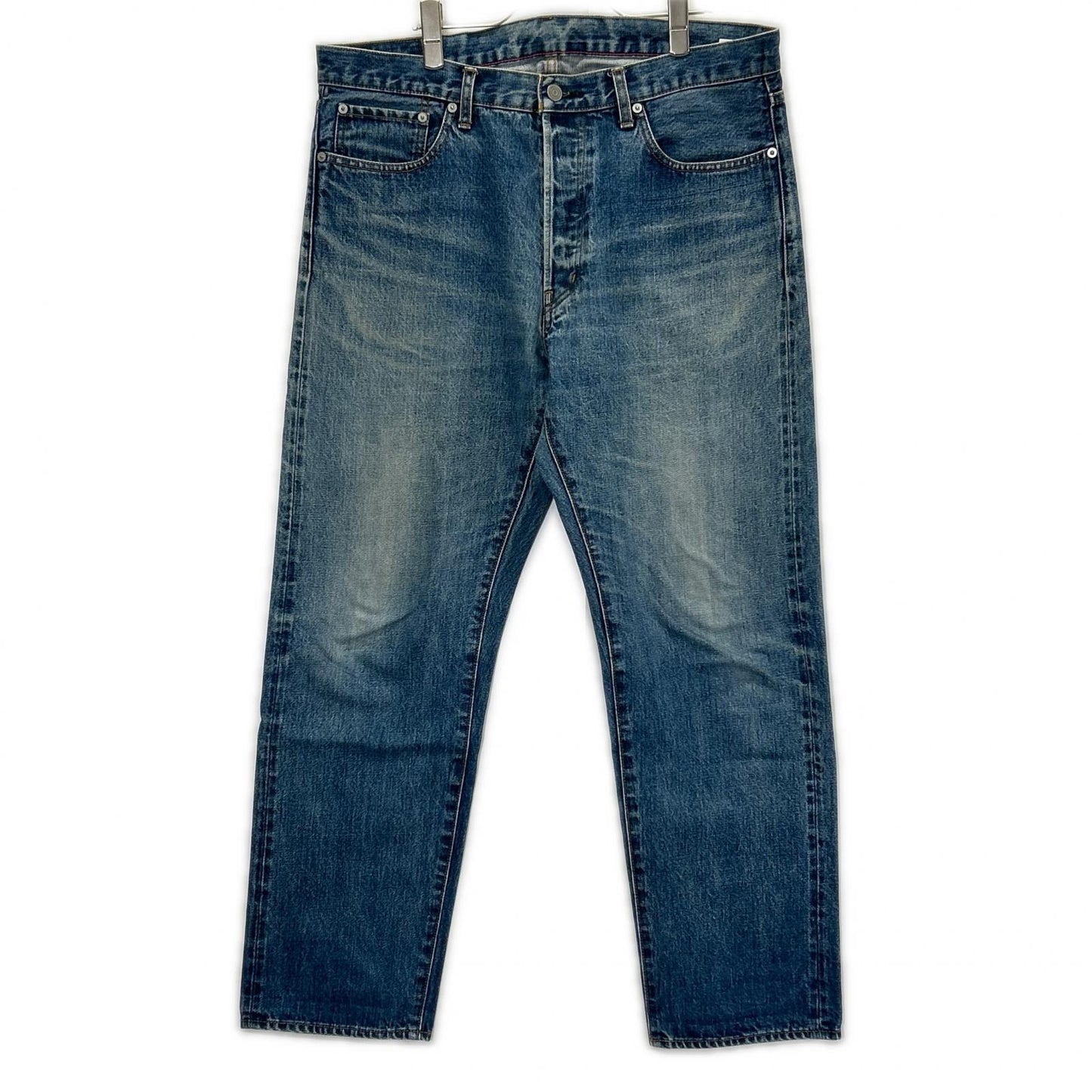 Ordinary fits オーディナリーフィッツ ライトブルー コットン ボタンフライ セルビッジ ウォッシュ加工 デニムパンツ ボトムス