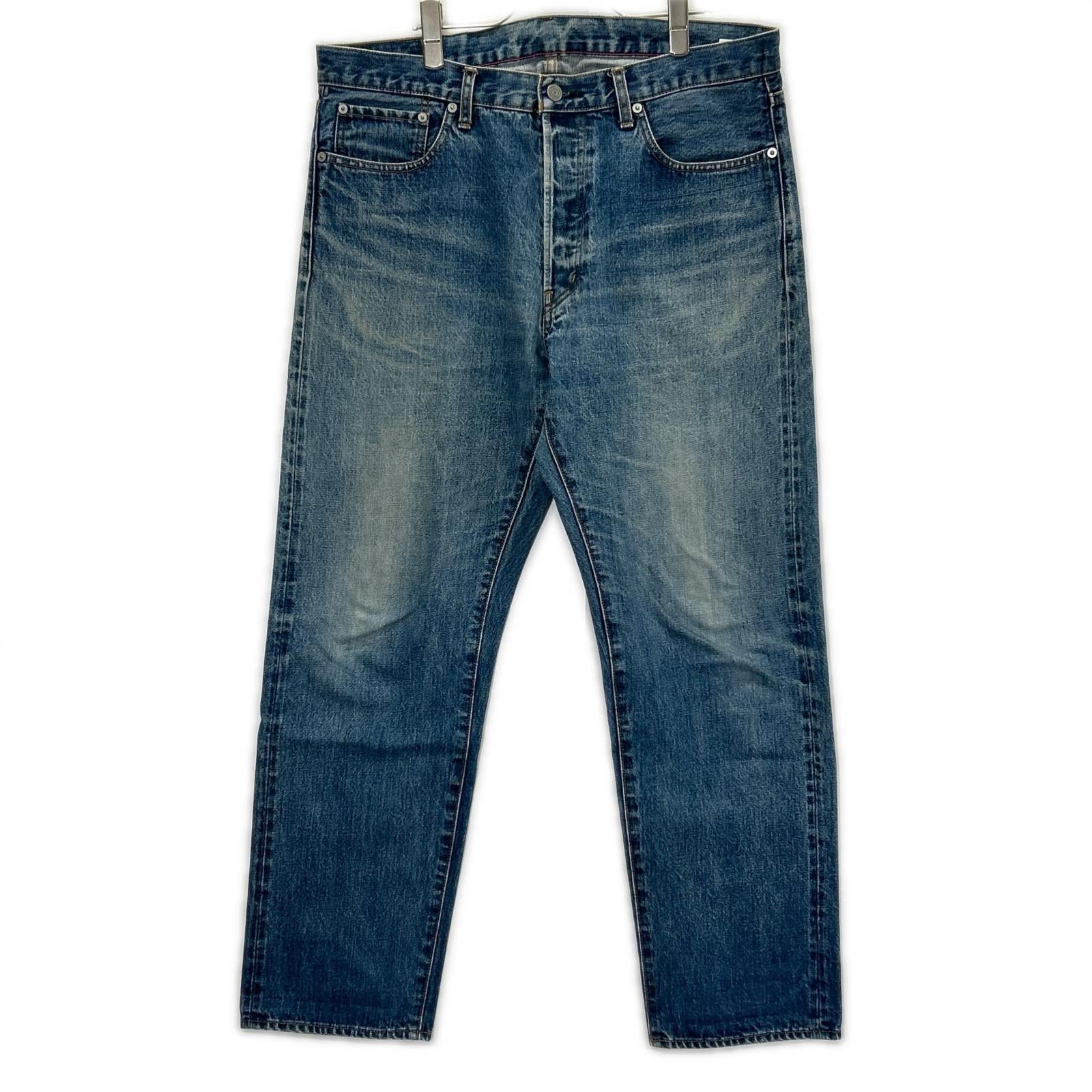 Ordinary fits オーディナリーフィッツ ライトブルー コットン ボタンフライ セルビッジ ウォッシュ加工 デニムパンツ ボトムス