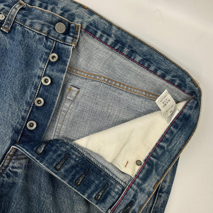 Ordinary fits オーディナリーフィッツ ライトブルー コットン ボタンフライ セルビッジ ウォッシュ加工 デニムパンツ ボトムス
