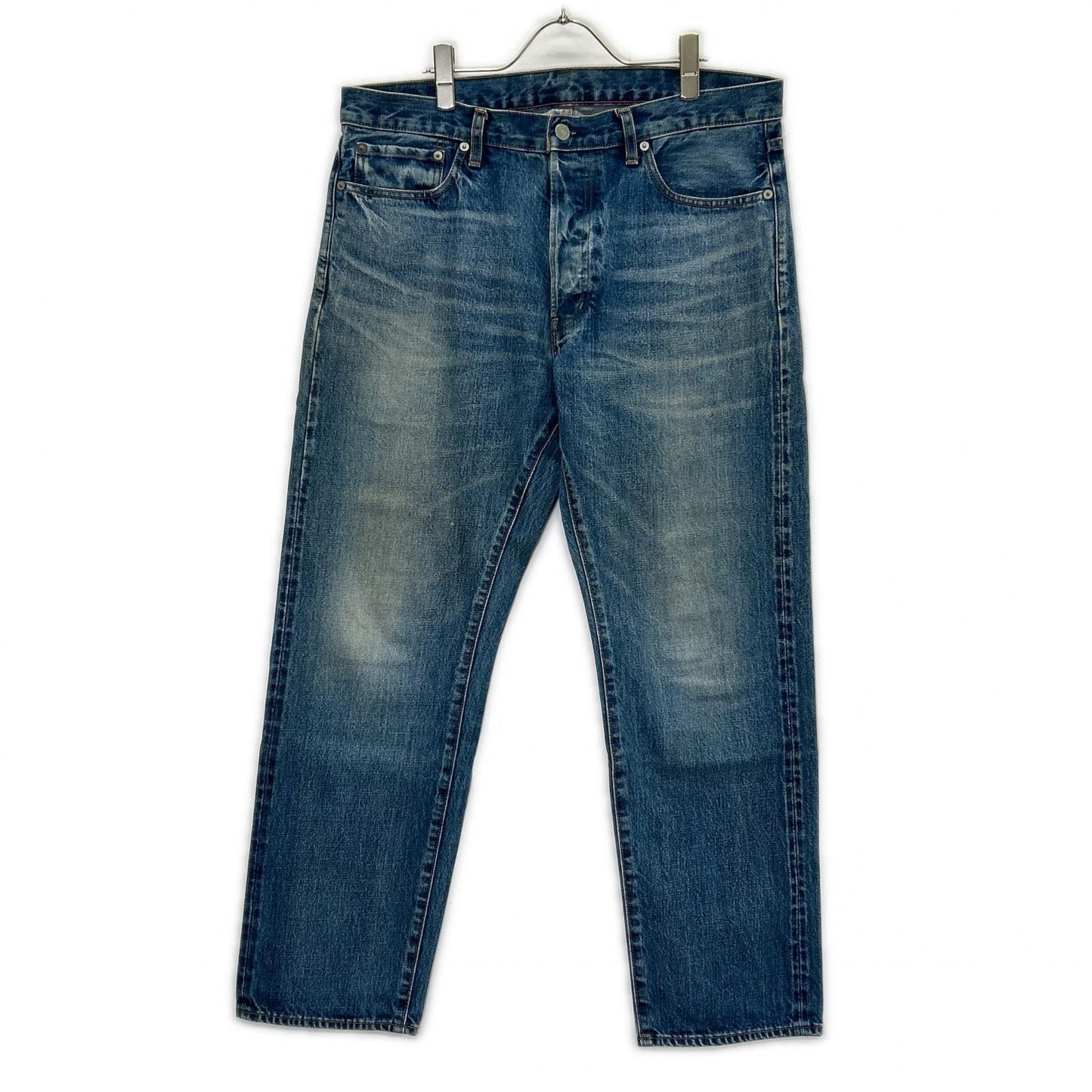 Ordinary fits オーディナリーフィッツ ライトブルー コットン ボタンフライ セルビッジ ウォッシュ加工 デニムパンツ ボトムス