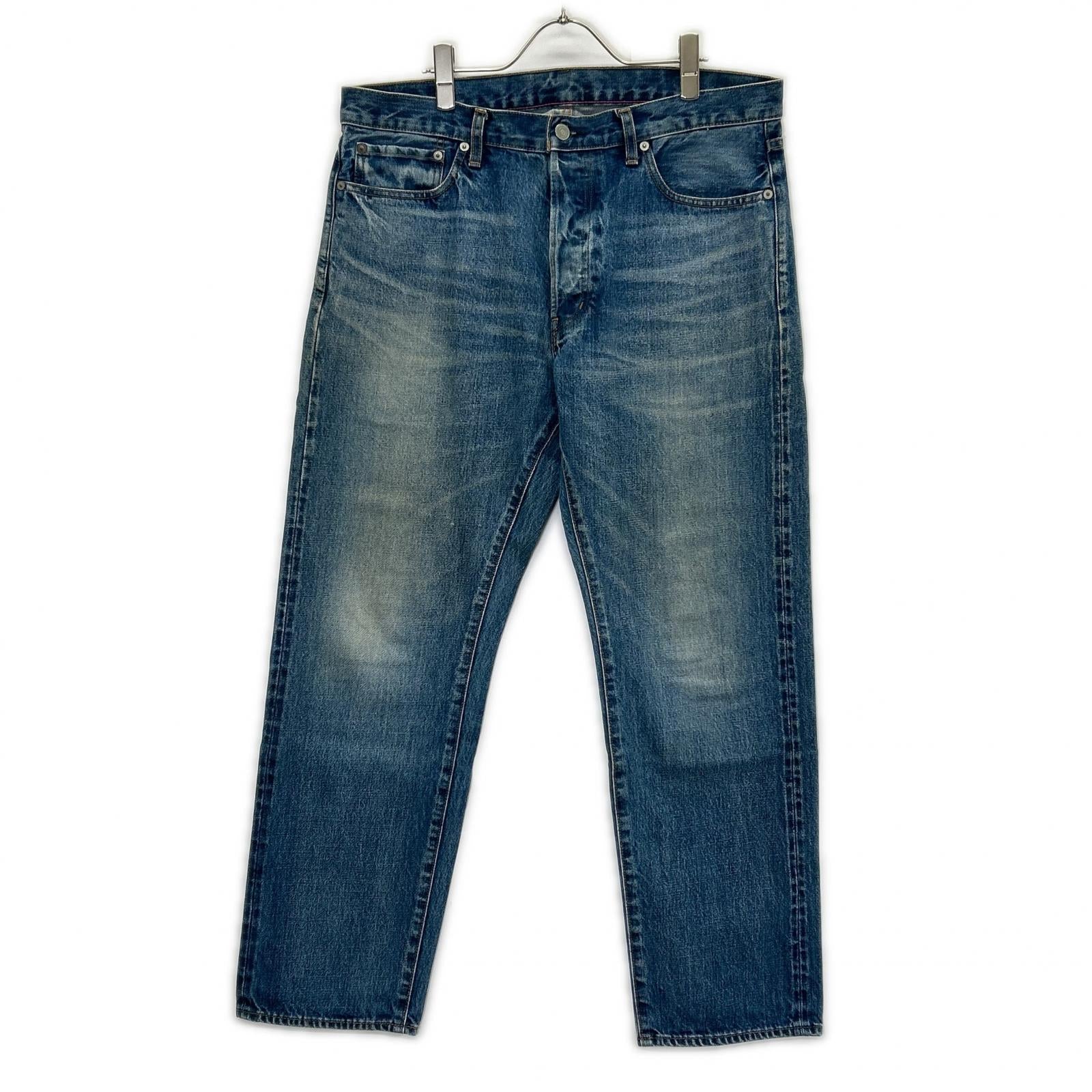 Ordinary fits オーディナリーフィッツ ライトブルー コットン ボタンフライ セルビッジ ウォッシュ加工 デニムパンツ ボトムス