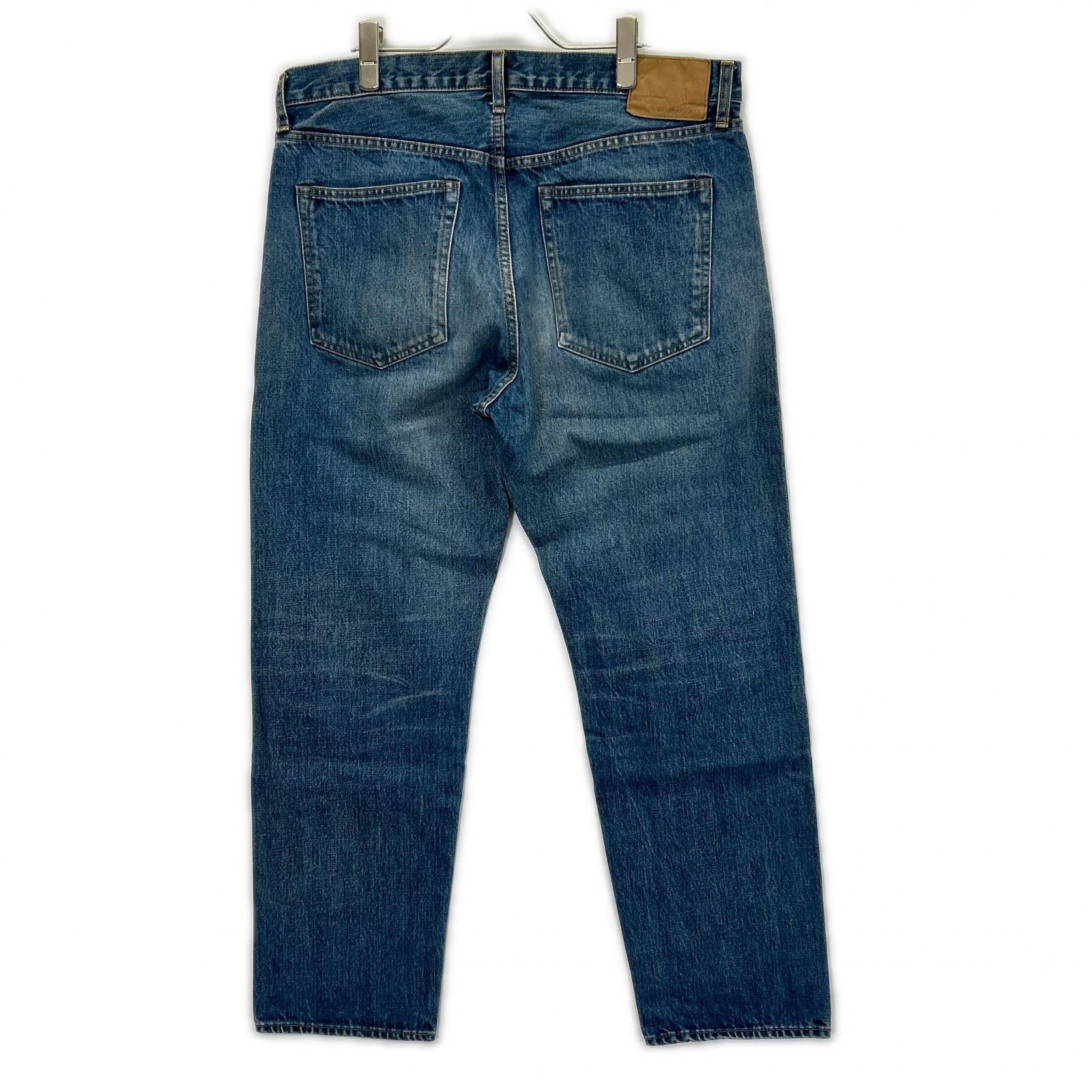 Ordinary fits オーディナリーフィッツ ライトブルー コットン ボタンフライ セルビッジ ウォッシュ加工 デニムパンツ ボトムス