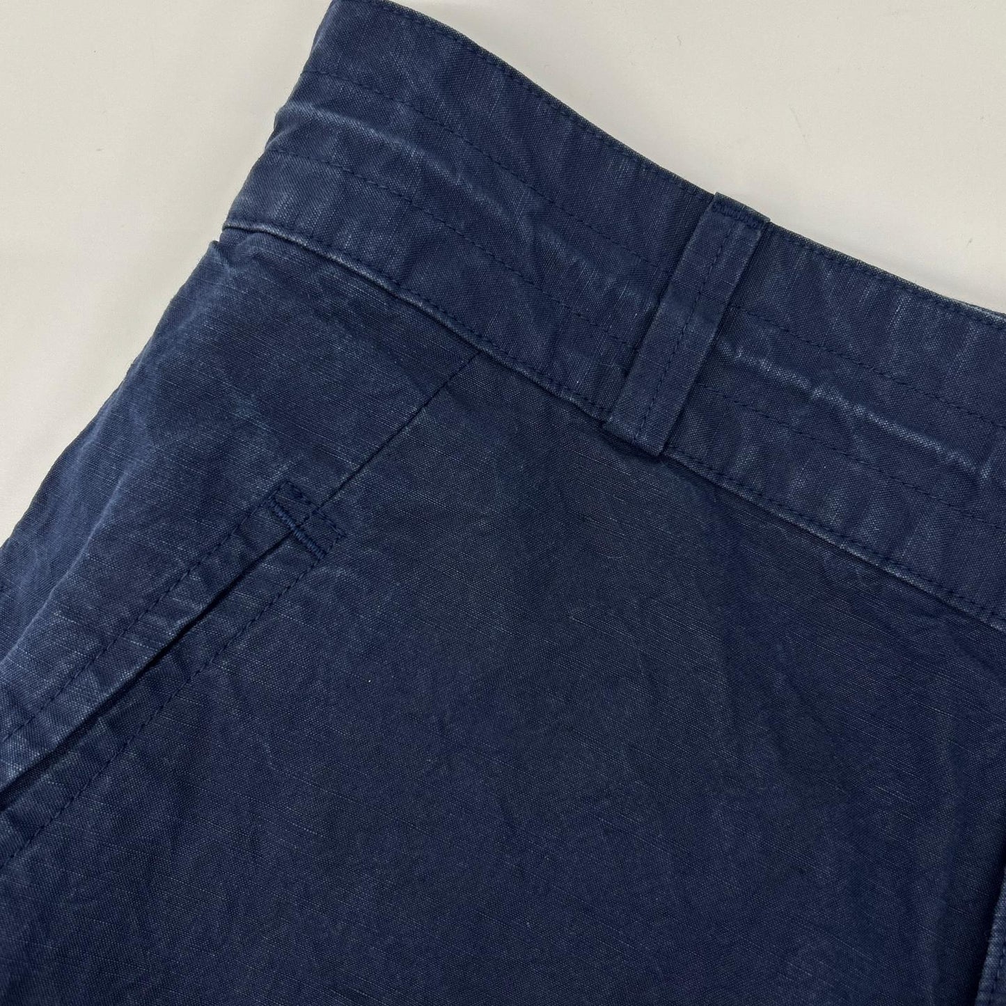 OUTIL ウティ ネイビー コットン×リネン ドローコード ボタンフライ ワイドシルエット カーゴパンツ ボトムス