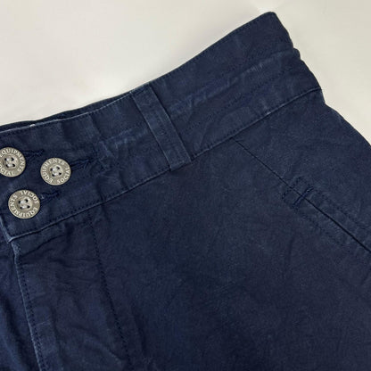 OUTIL ウティ ネイビー コットン×リネン ドローコード ボタンフライ ワイドシルエット カーゴパンツ ボトムス