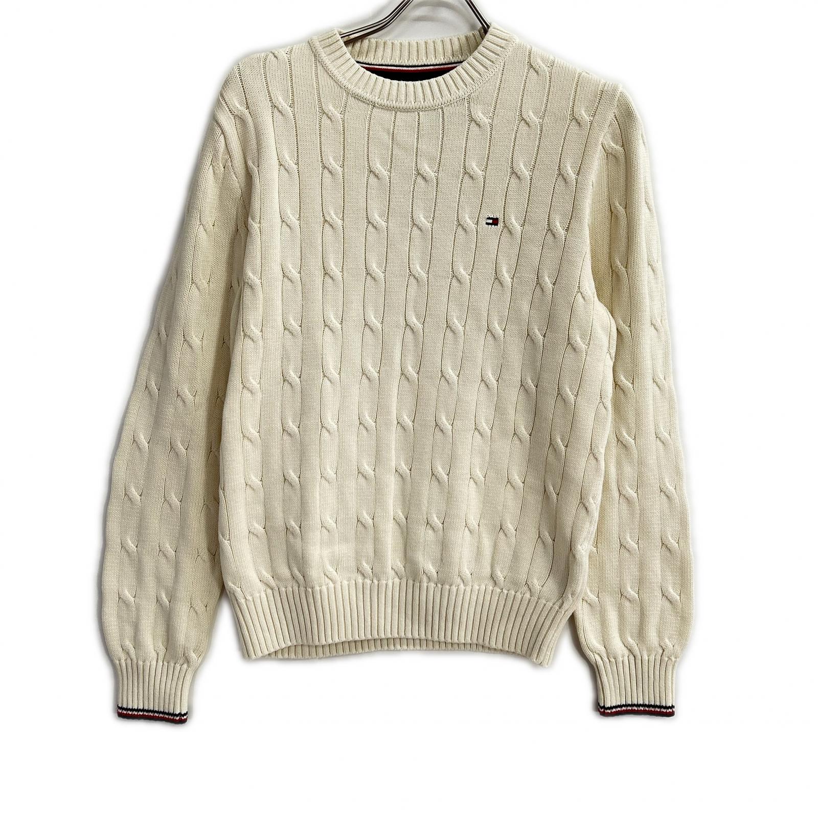 TOMMYHILFIGER トミーヒルフィガー 78J7706 ホワイト コットン ロゴ刺しゅう クルーネックセーター トップス