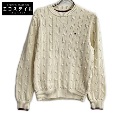 TOMMYHILFIGER トミーヒルフィガー 78J7706 ホワイト コットン ロゴ刺しゅう クルーネックセーター トップス
