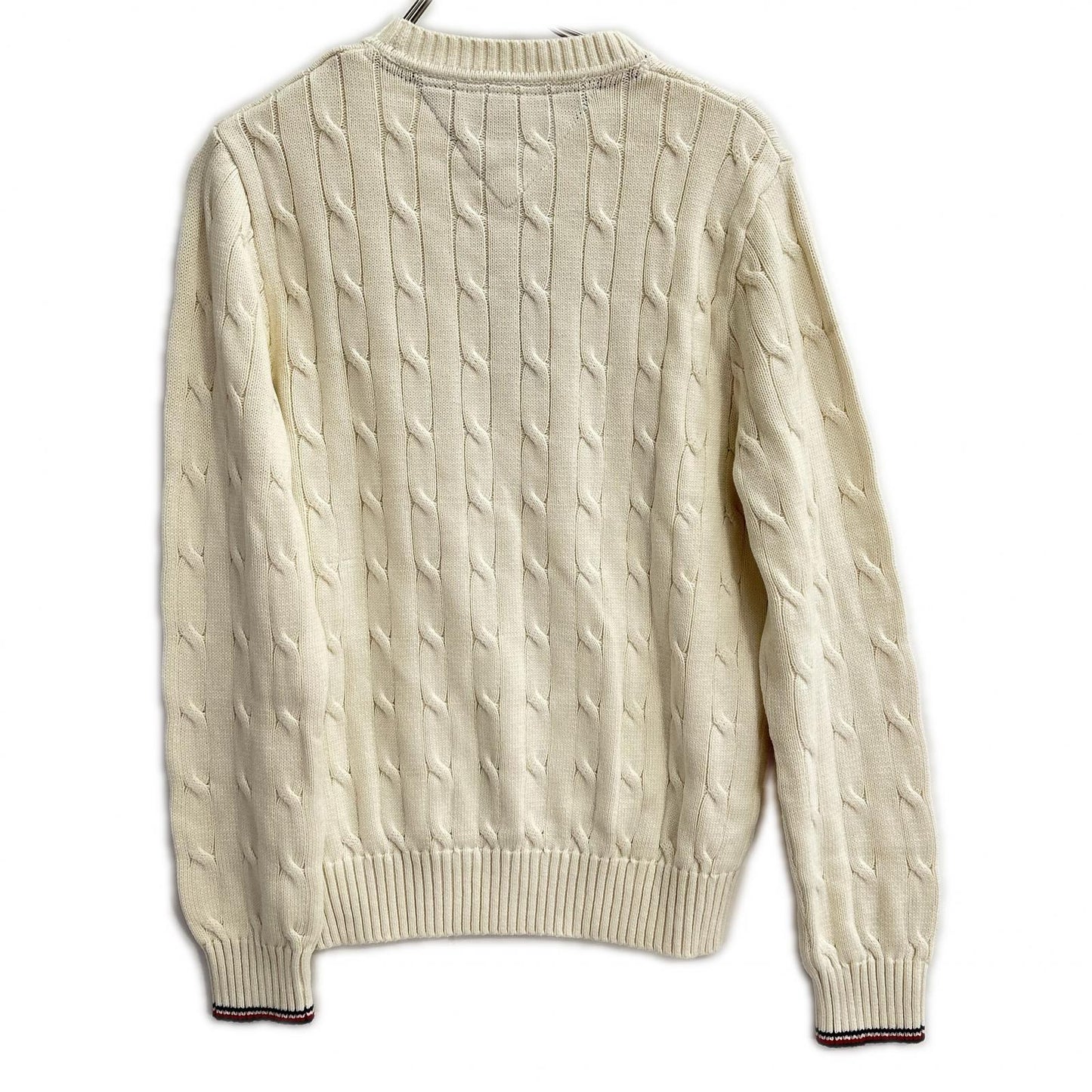 TOMMYHILFIGER トミーヒルフィガー 78J7706 ホワイト コットン ロゴ刺しゅう クルーネックセーター トップス