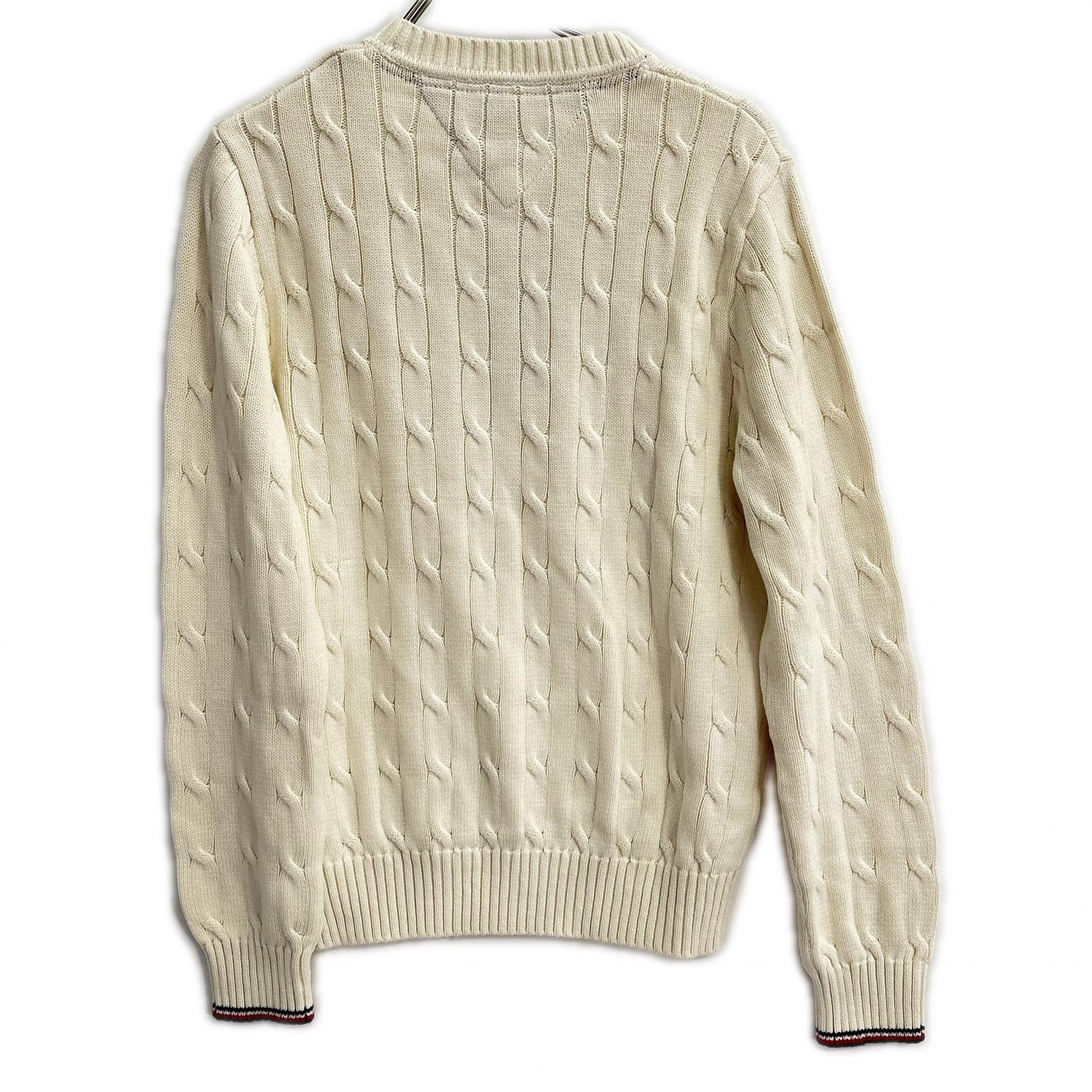 TOMMYHILFIGER トミーヒルフィガー 78J7706 ホワイト コットン ロゴ刺しゅう クルーネックセーター トップス