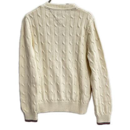 TOMMYHILFIGER トミーヒルフィガー 78J7706 ホワイト コットン ロゴ刺しゅう クルーネックセーター トップス