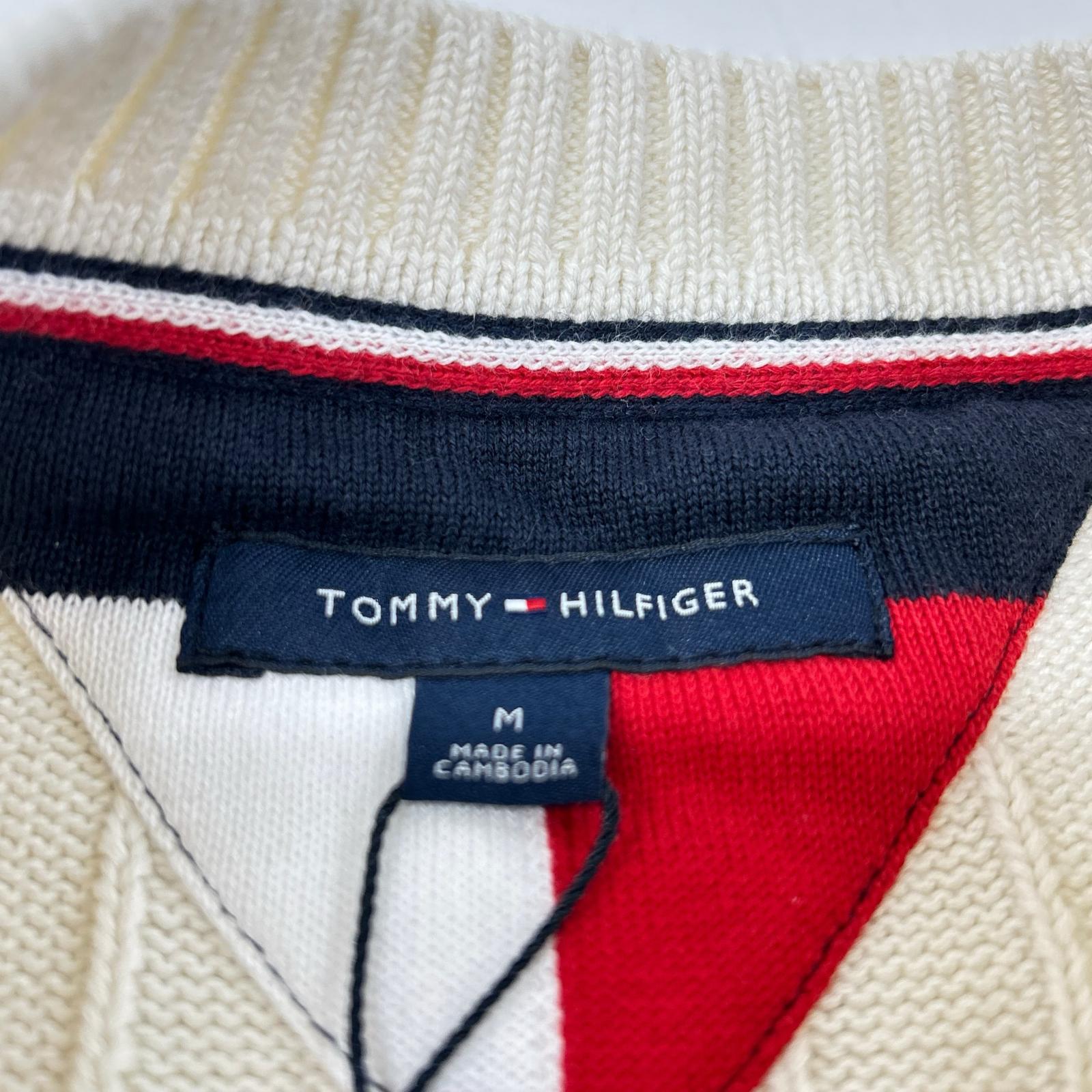 TOMMYHILFIGER トミーヒルフィガー 78J7706 ホワイト コットン ロゴ刺しゅう クルーネックセーター トップス