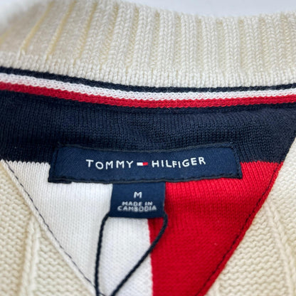 TOMMYHILFIGER トミーヒルフィガー 78J7706 ホワイト コットン ロゴ刺しゅう クルーネックセーター トップス