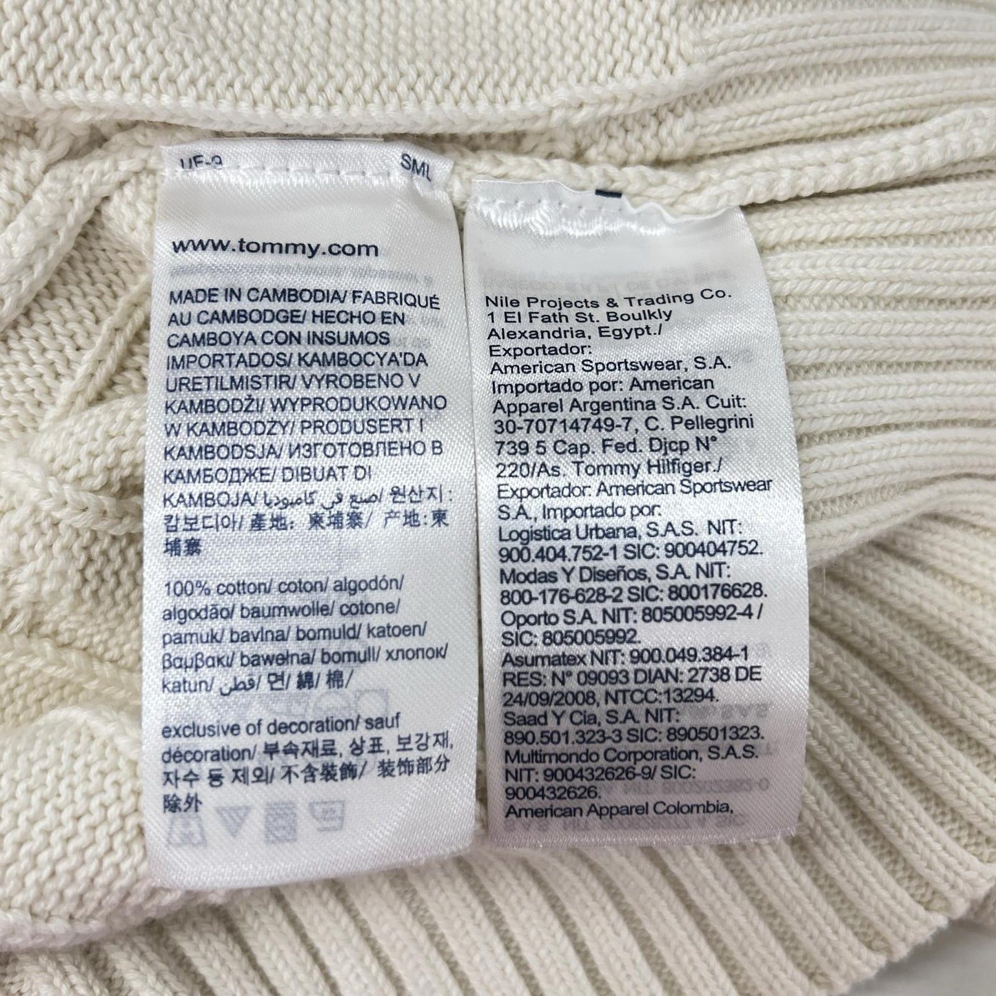 TOMMYHILFIGER トミーヒルフィガー 78J7706 ホワイト コットン ロゴ刺しゅう クルーネックセーター トップス