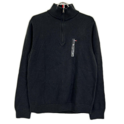 TOMMYHILFIGER トミーヒルフィガー XM0XM05603 ブラック コットン ハーフジップモックネックニットプルオーバー トップス