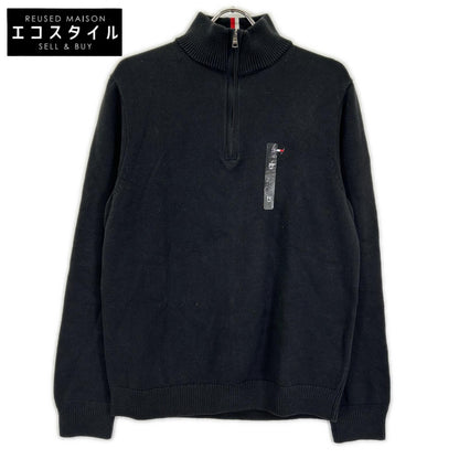 TOMMYHILFIGER トミーヒルフィガー XM0XM05603 ブラック コットン ハーフジップモックネックニットプルオーバー トップス